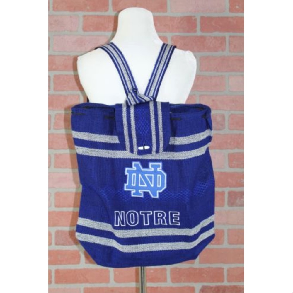 Handmade Notre Dame Blue Baha Drawstring Backpack